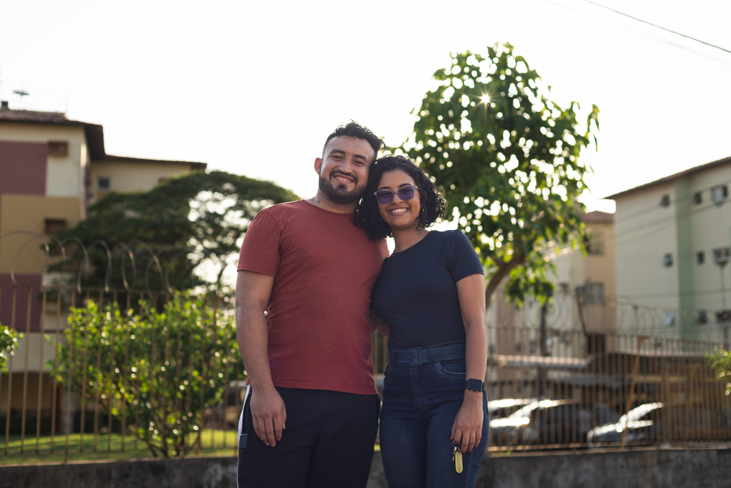 Couple in front of affordable hosuing